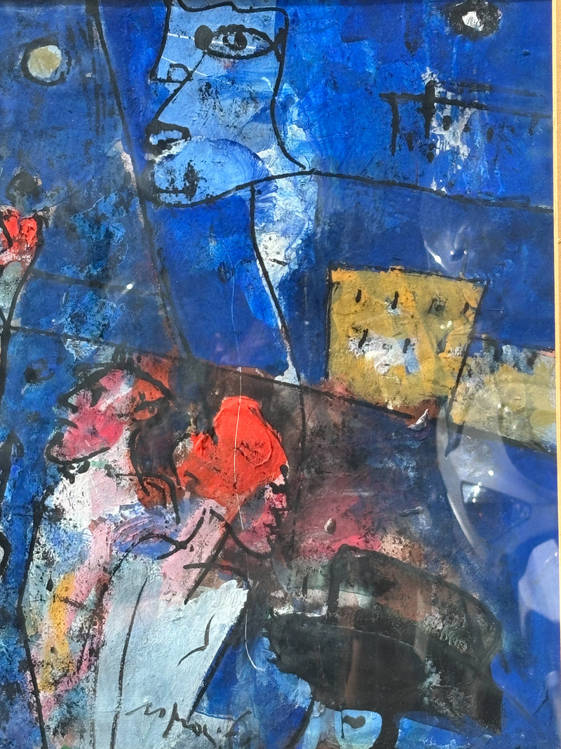 Dipinto Olio su Carta di Franco Rognoni Anni 70