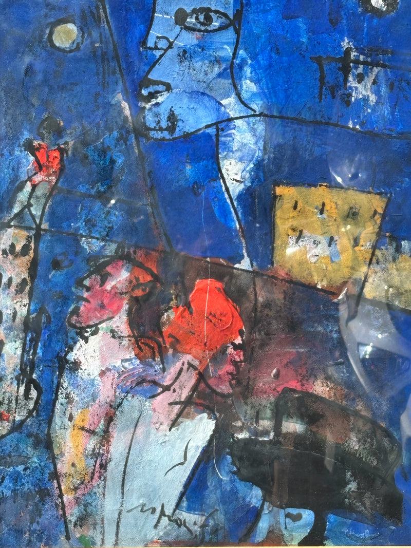 Dipinto Olio su Carta di Franco Rognoni Anni 70