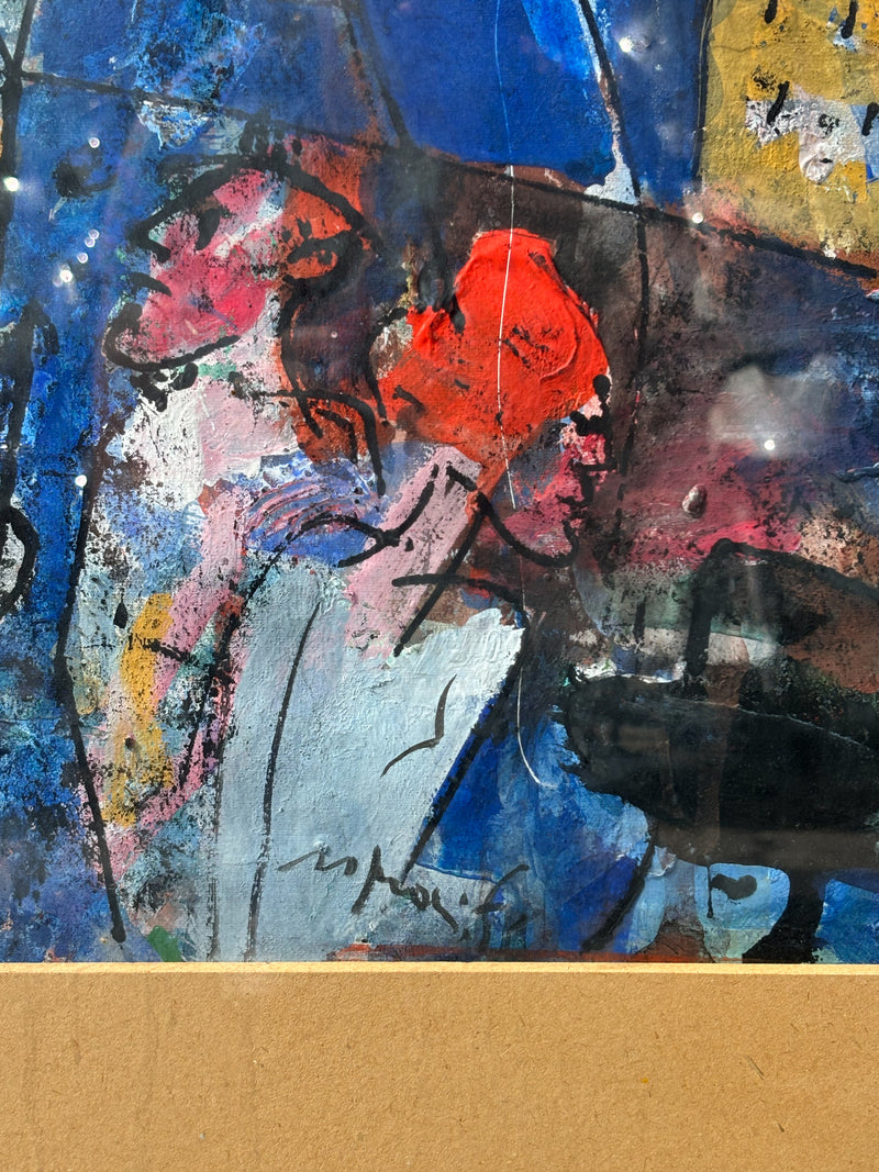 Dipinto Olio su Carta di Franco Rognoni Anni 70