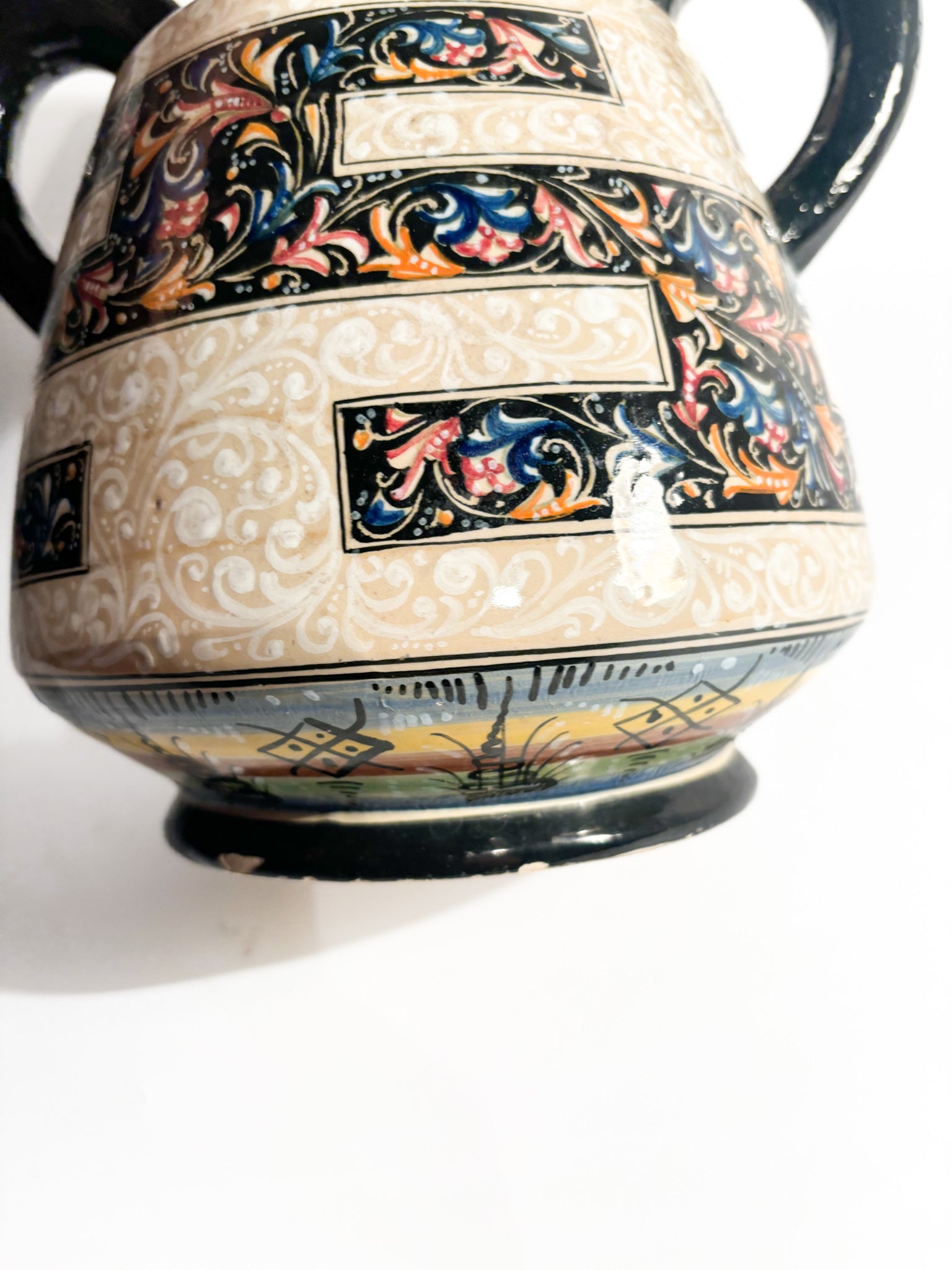 Hand-Painted Molaroni Ceramic Vase from the 1940s