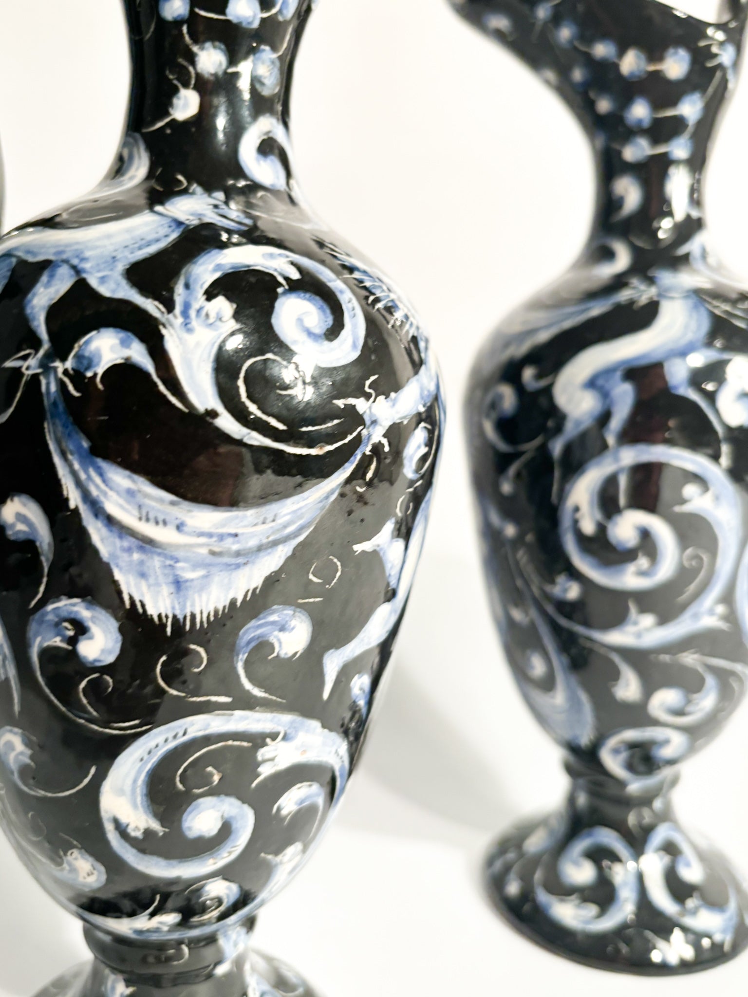 Pair of Hand-painted Ceramic Jugs by Alfredo Cartoceti Pesaro, 1920s