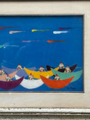 Dipinto Olio su Tela di Walter Pozzi 'Regata di Innamorati' Anni 70