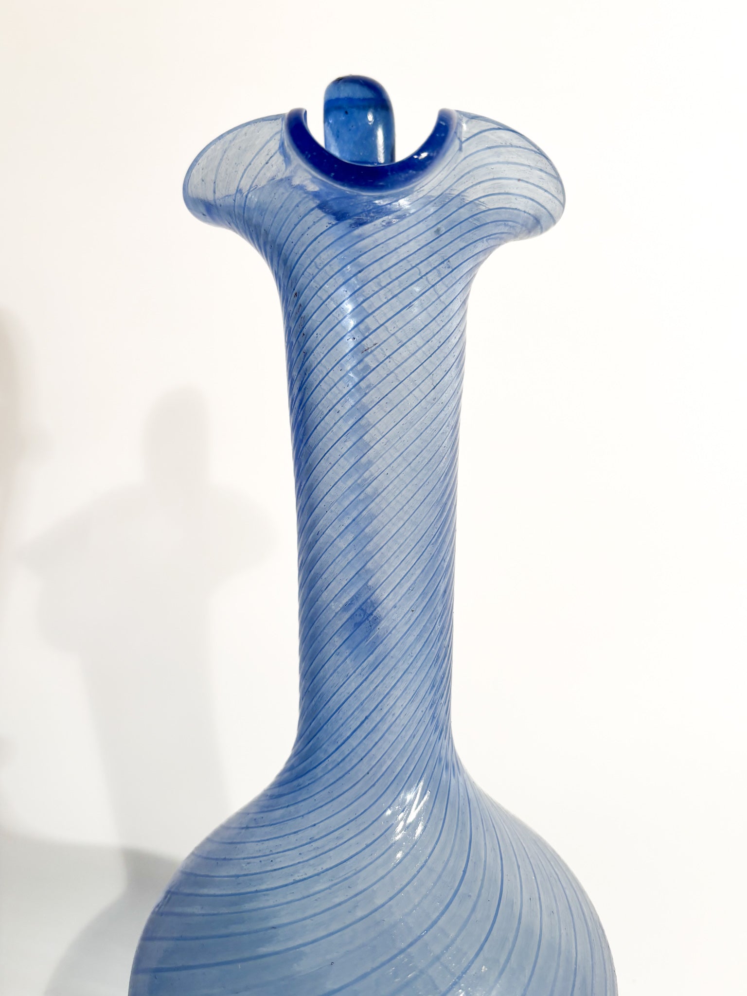Caraffa in Vetro di Murano Azzurro Soffiata a Mano Anni 50