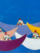 Dipinto Olio su Tela di Walter Pozzi 'Regata di Innamorati' Anni 70