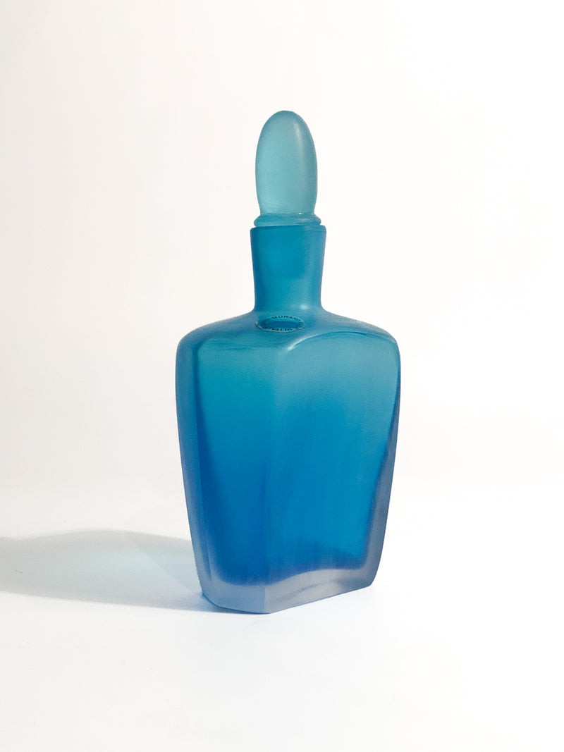 Bottiglia di Venini in Vetro di Murano Azzurro Serie 'Velato' del 1995