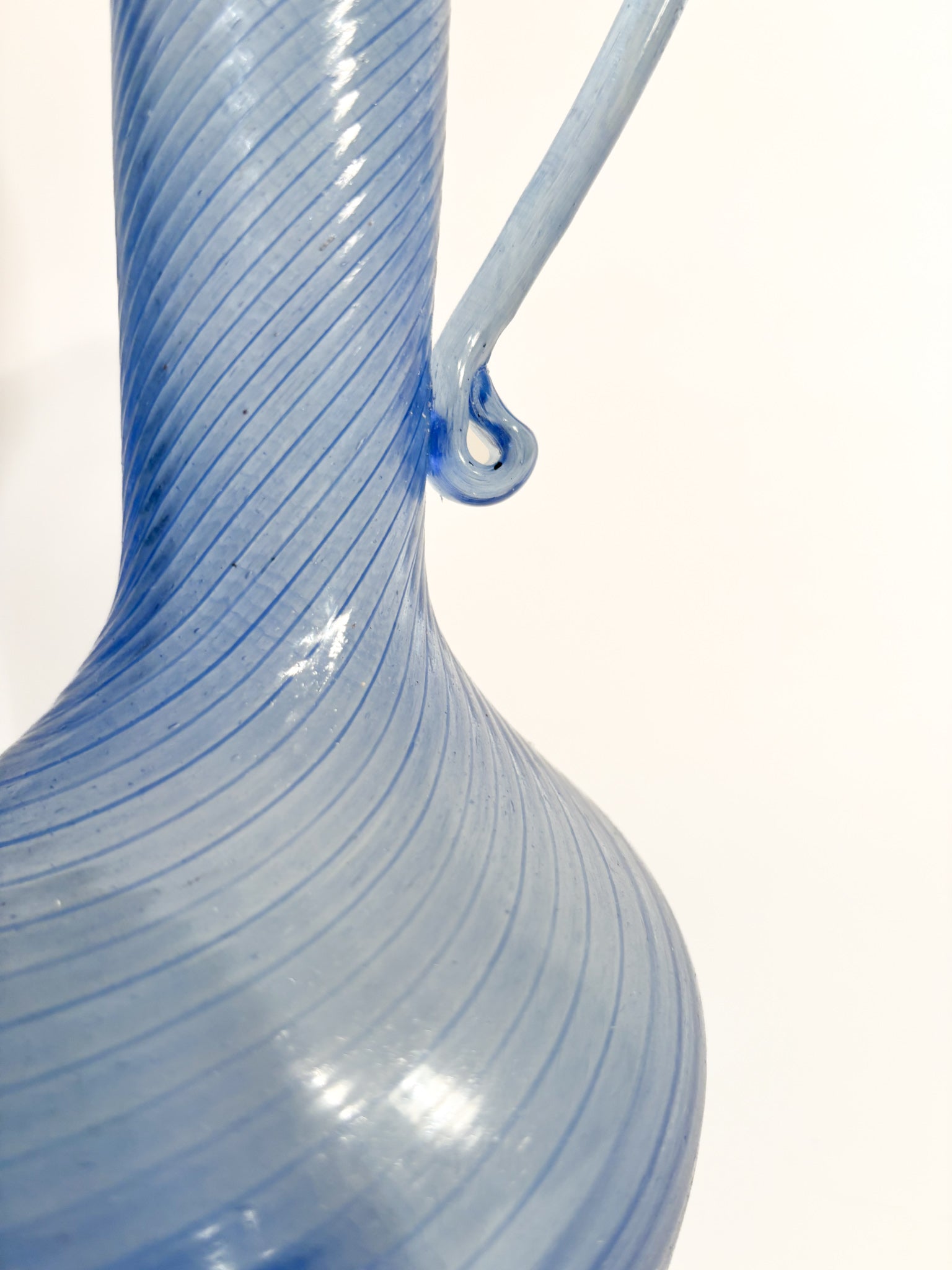 Caraffa in Vetro di Murano Azzurro Soffiata a Mano Anni 50