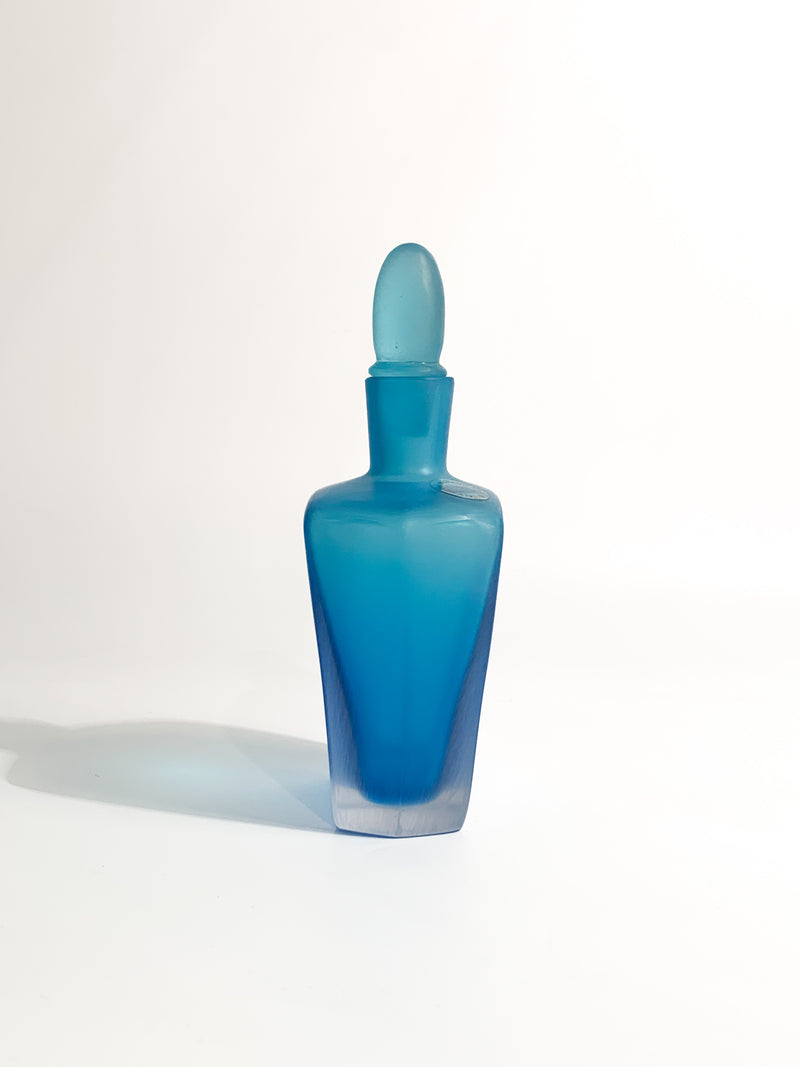 Venini Bottle in Light Blue Murano Glass 'Veiled' Collection from 1995