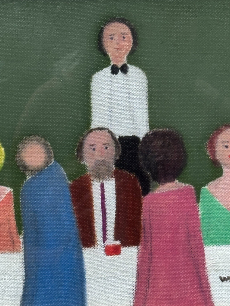 Dipinto Olio su Tela 'Osteria' di Walter Pozzi Anni 70