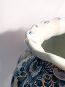 Vaso in Ceramica Bianca e Blu di Delft Anni 20