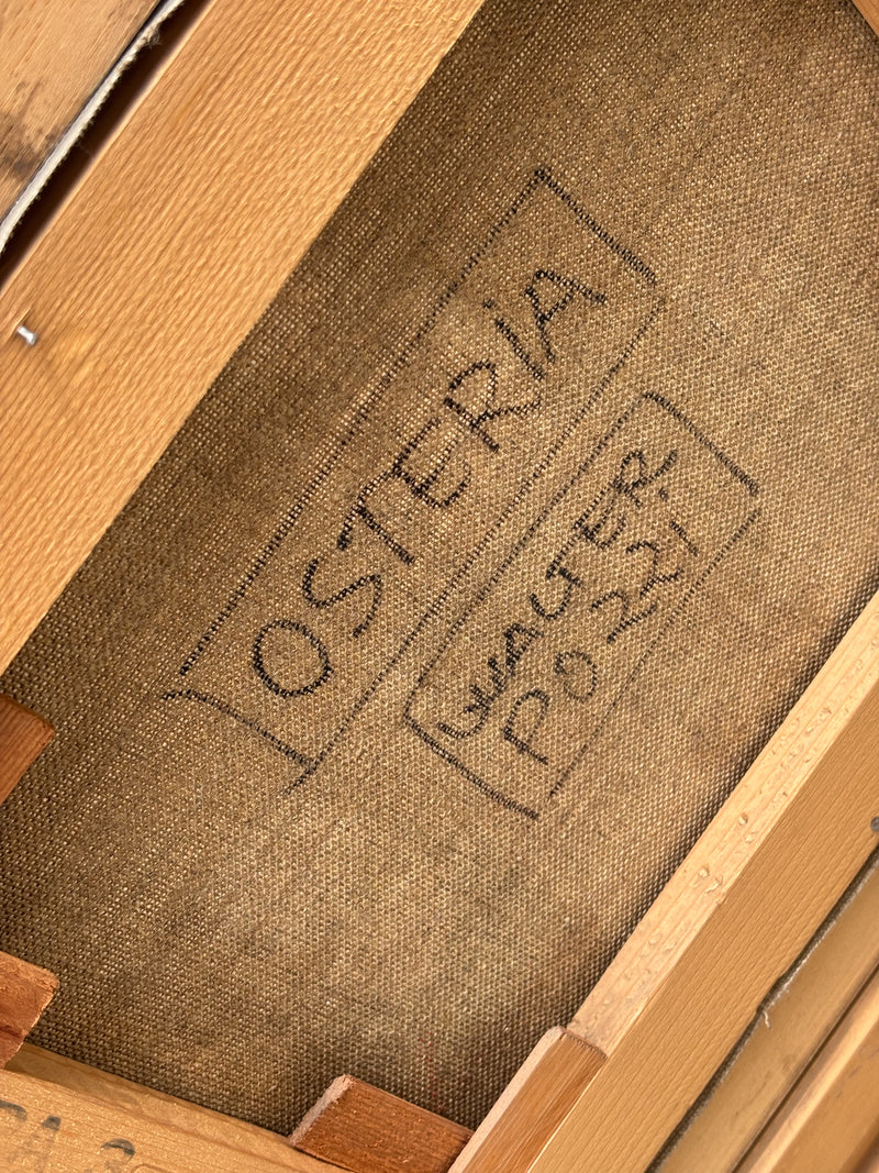 Dipinto Olio su Tela 'Osteria' di Walter Pozzi Anni 70