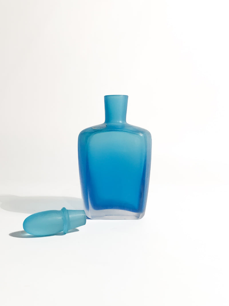 Bottiglia di Venini in Vetro di Murano Azzurro Serie 'Velato' del 1995