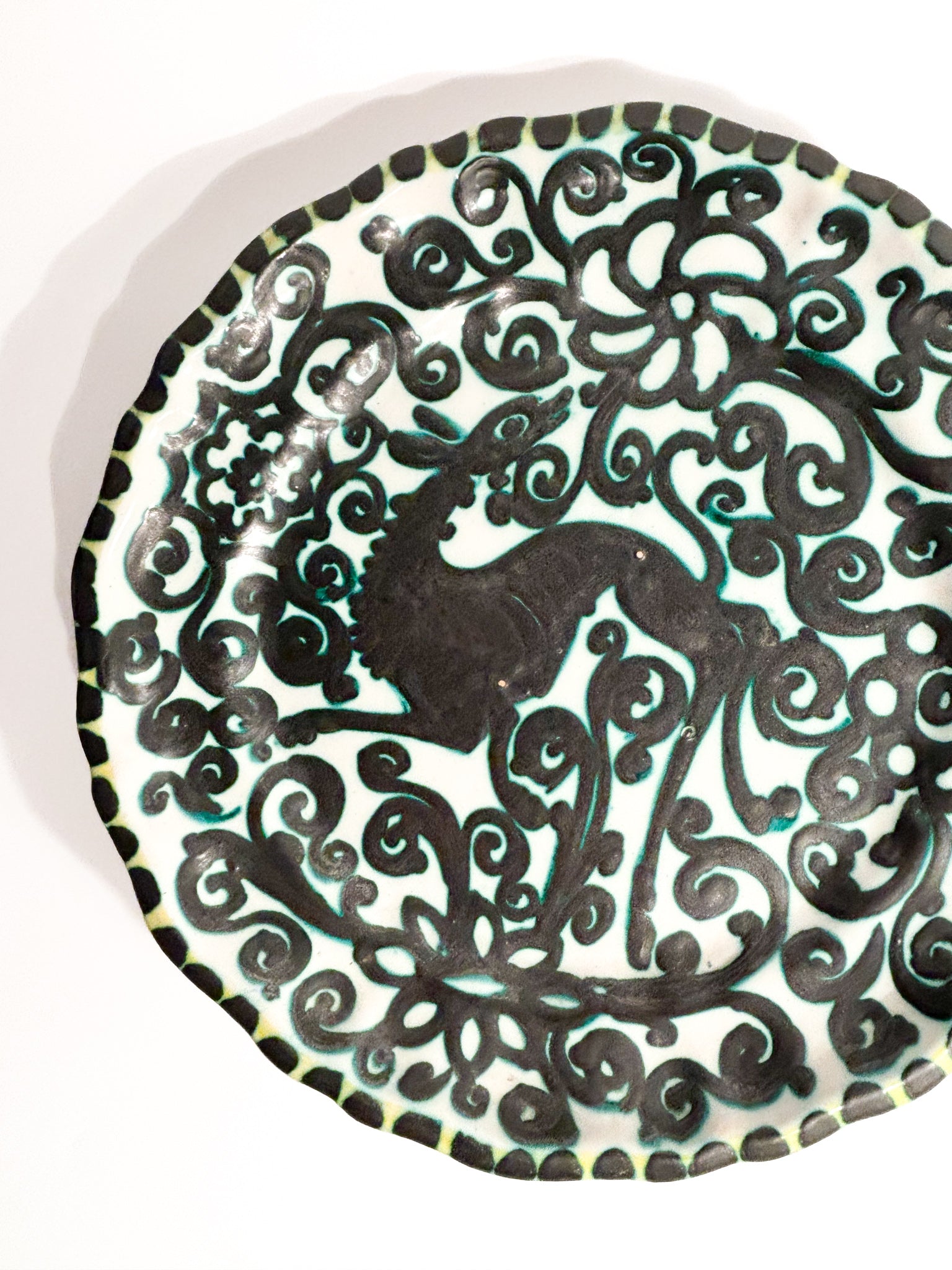 Decorative Plate in Hand-painted Ceramic by Giacomo Dolcetti from the 1930s