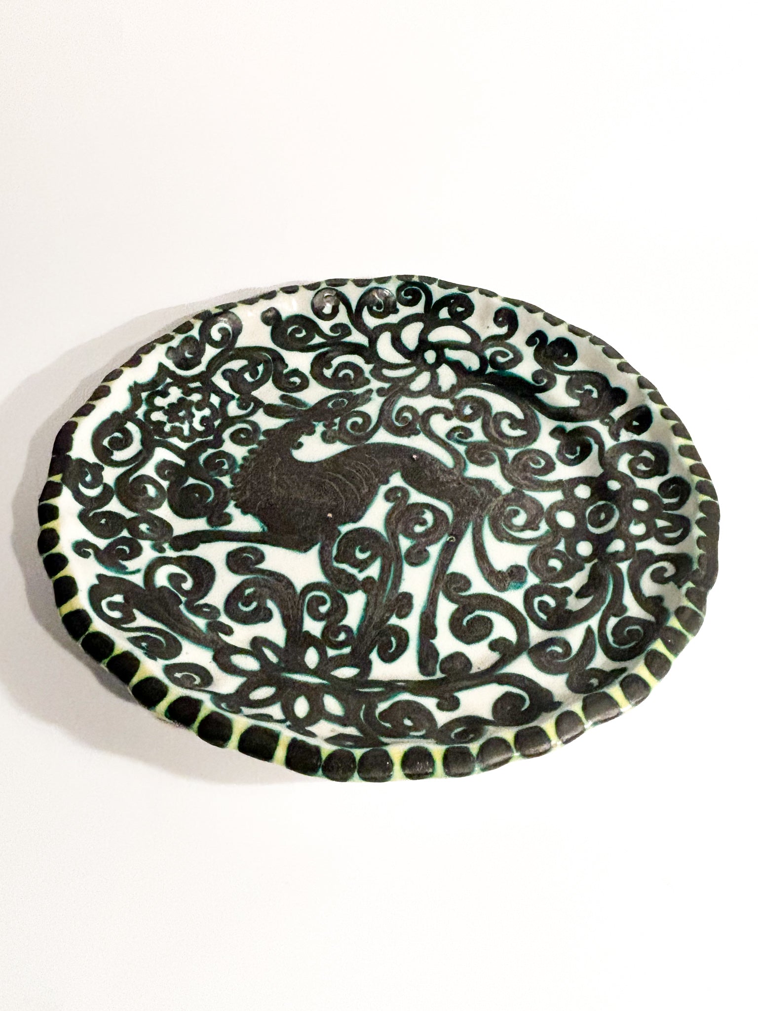 Decorative Plate in Hand-painted Ceramic by Giacomo Dolcetti from the 1930s