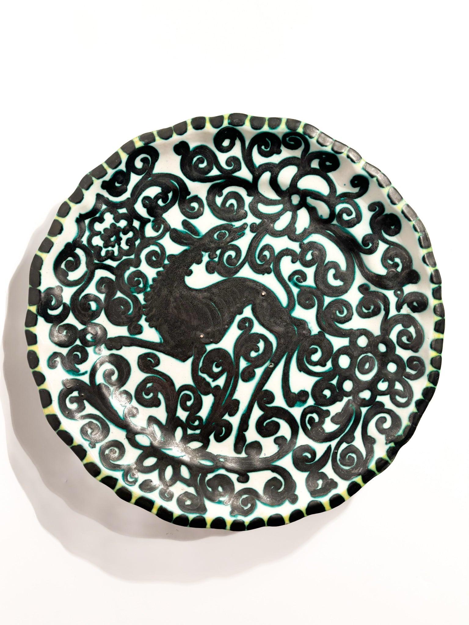 Decorative Plate in Hand-painted Ceramic by Giacomo Dolcetti from the 1930s