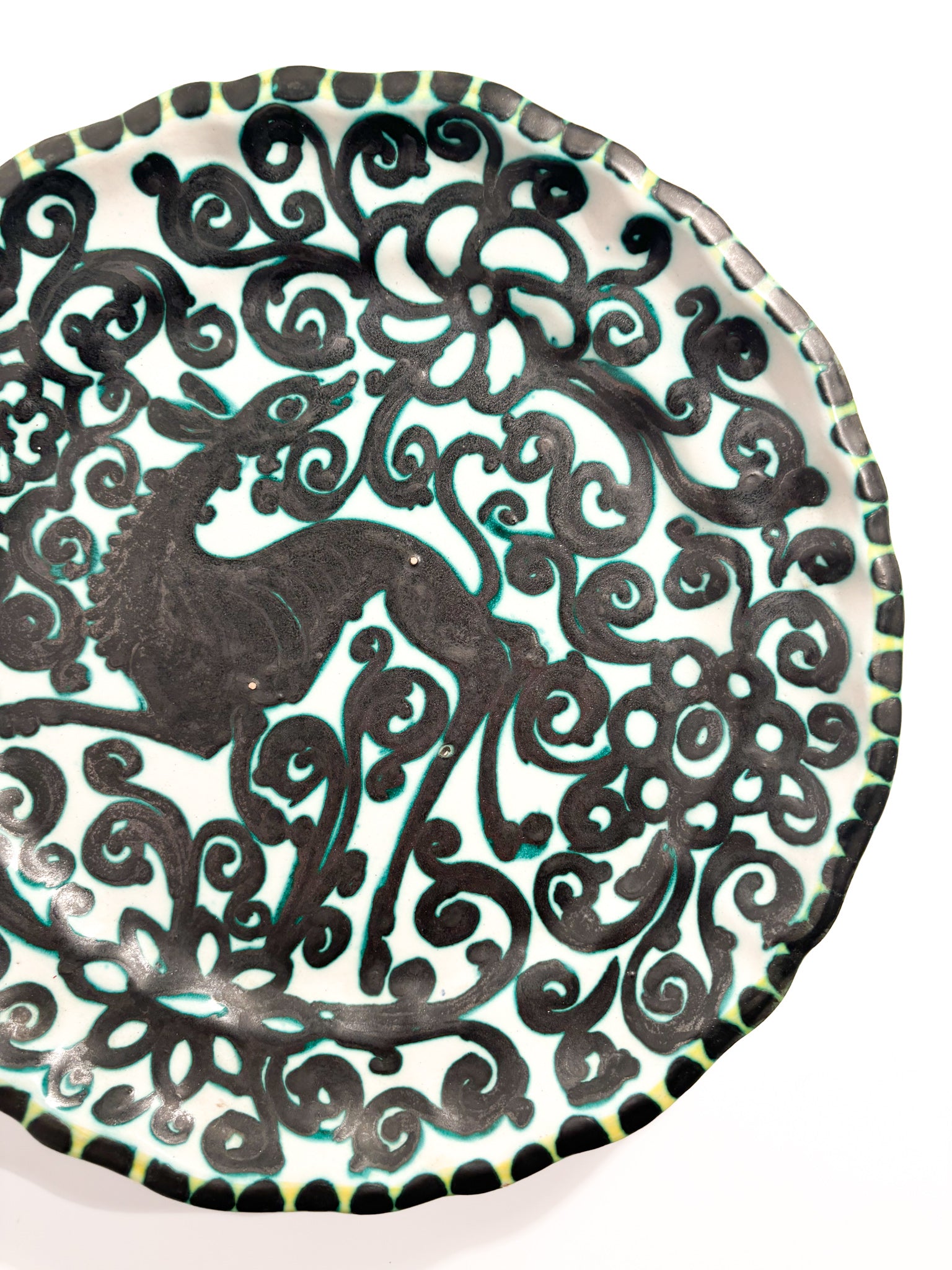 Decorative Plate in Hand-painted Ceramic by Giacomo Dolcetti from the 1930s