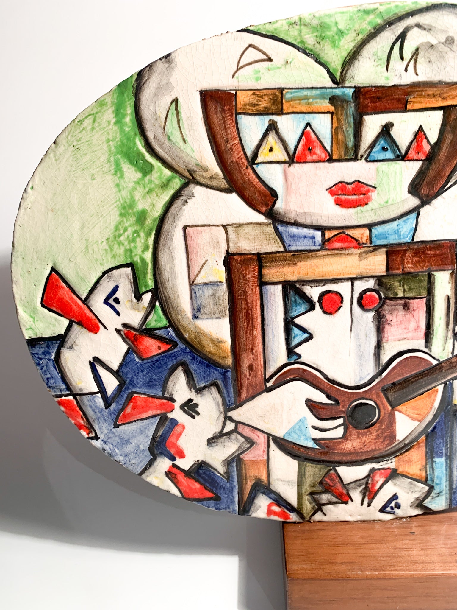 Ceramic Plate of Musician by Ibrahim Kodra Years 70