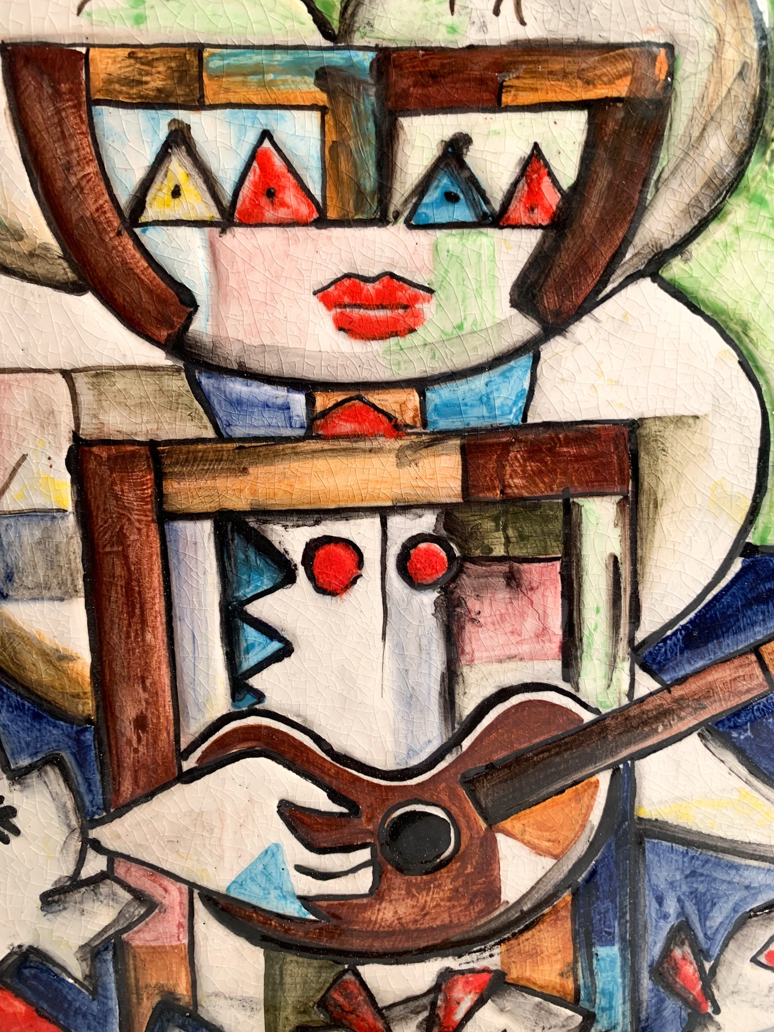 Ceramic Plate of Musician by Ibrahim Kodra Years 70