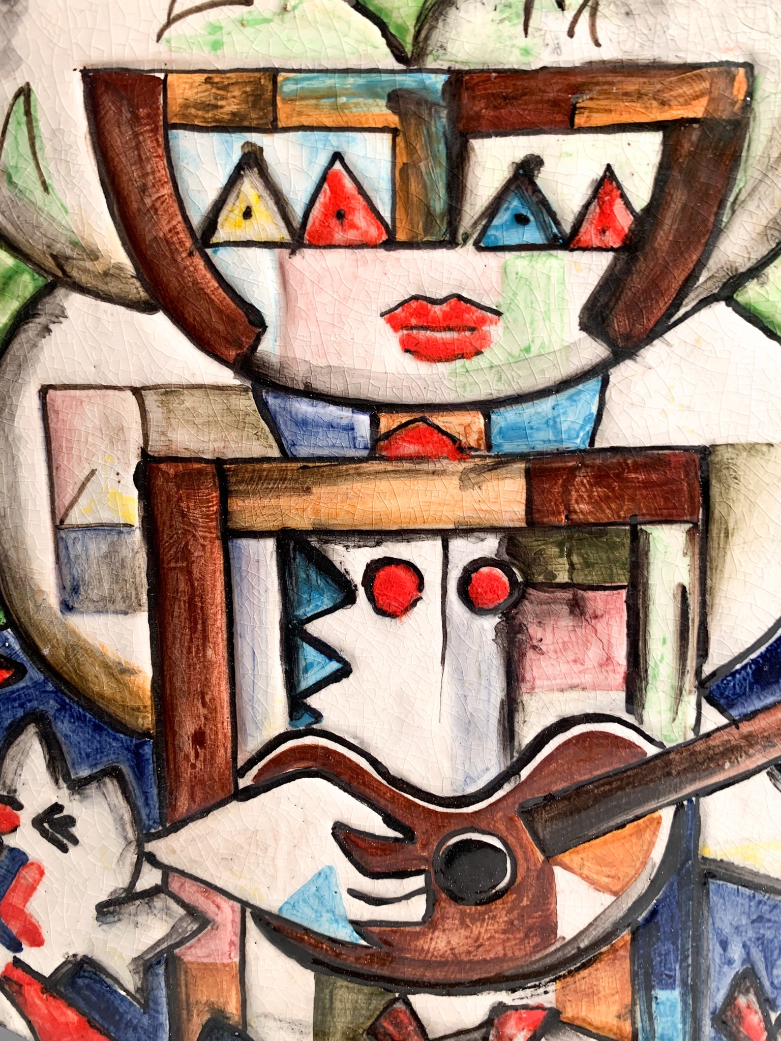 Ceramic Plate of Musician by Ibrahim Kodra Years 70