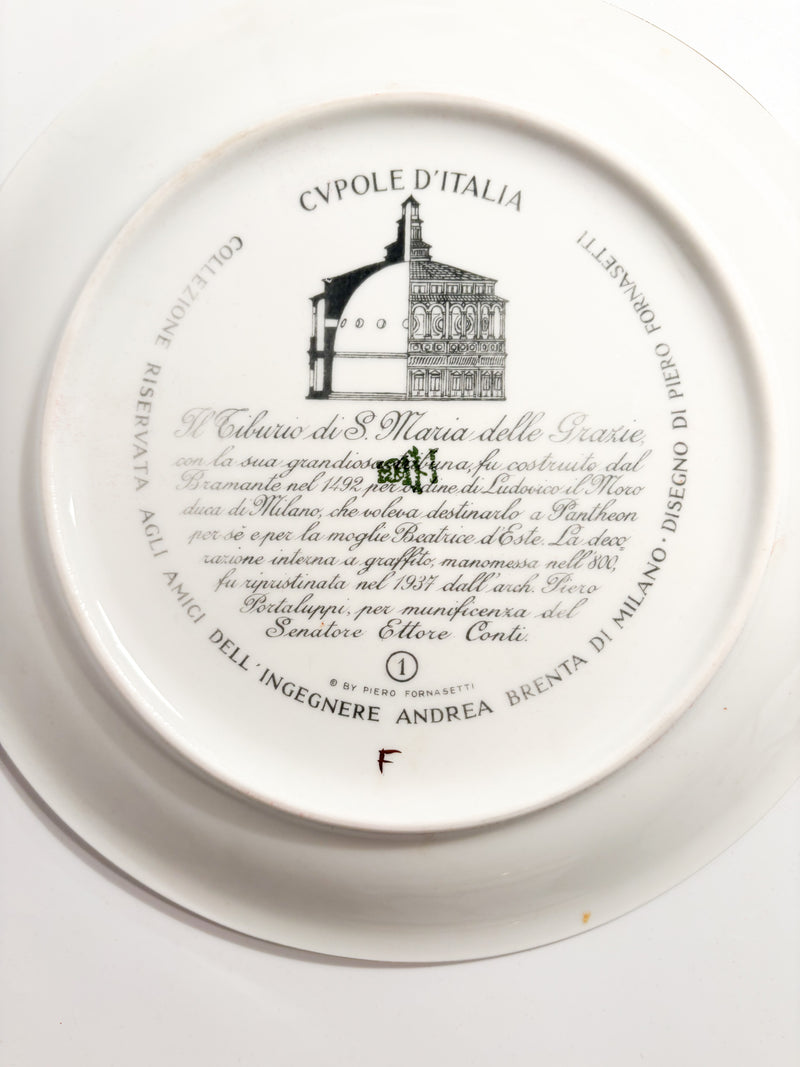 Serie da Sette Piatti "Cupole d'Italia" di Piero Fornasetti Anni '60