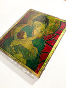 Piastra in Vetro Scalpellato Raffigurante una Maternità di Erwin Walter Burger Anni 60