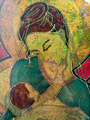 Piastra in Vetro Scalpellato Raffigurante una Maternità di Erwin Walter Burger Anni 60