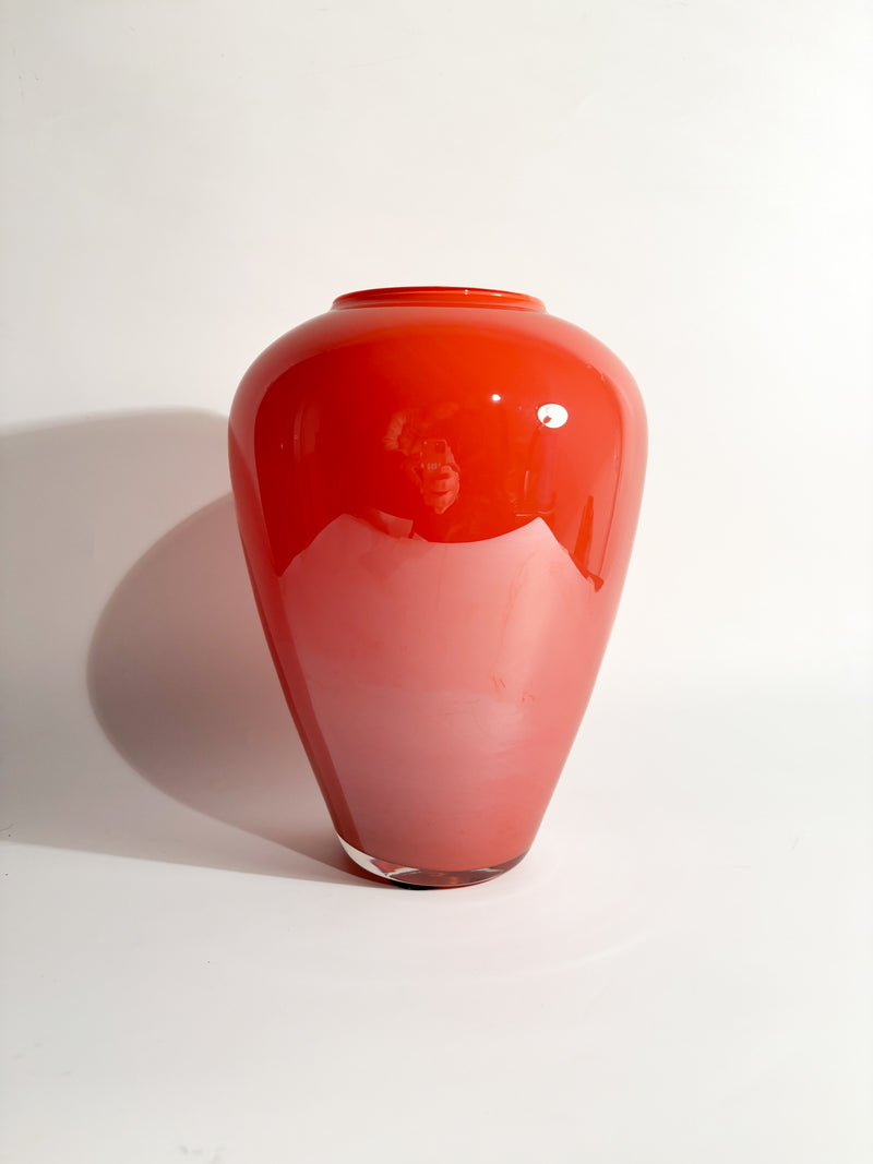 Orange Murano Glass Vase from the 1980s