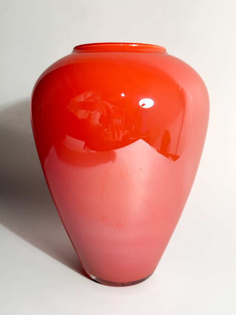 Orange Murano Glass Vase from the 1980s