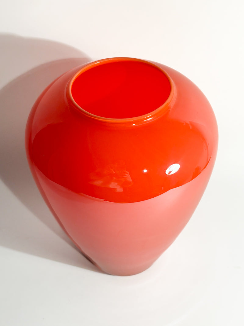 Vaso in Vetro di Murano Arancio Anni 80