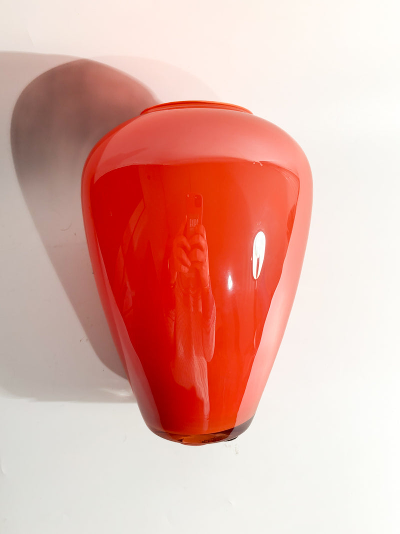 Orange Murano Glass Vase from the 1980s