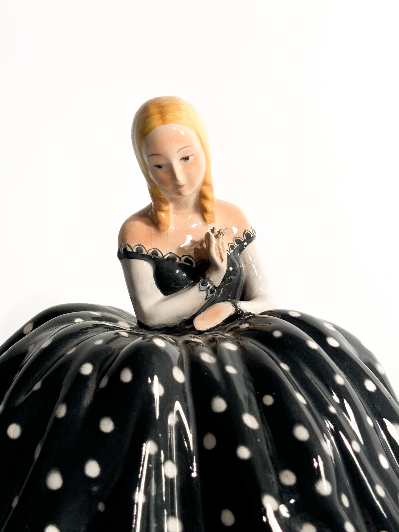 Figurine of Lady in Majolica Ceramic by Tarcisio Tosin, 1950s