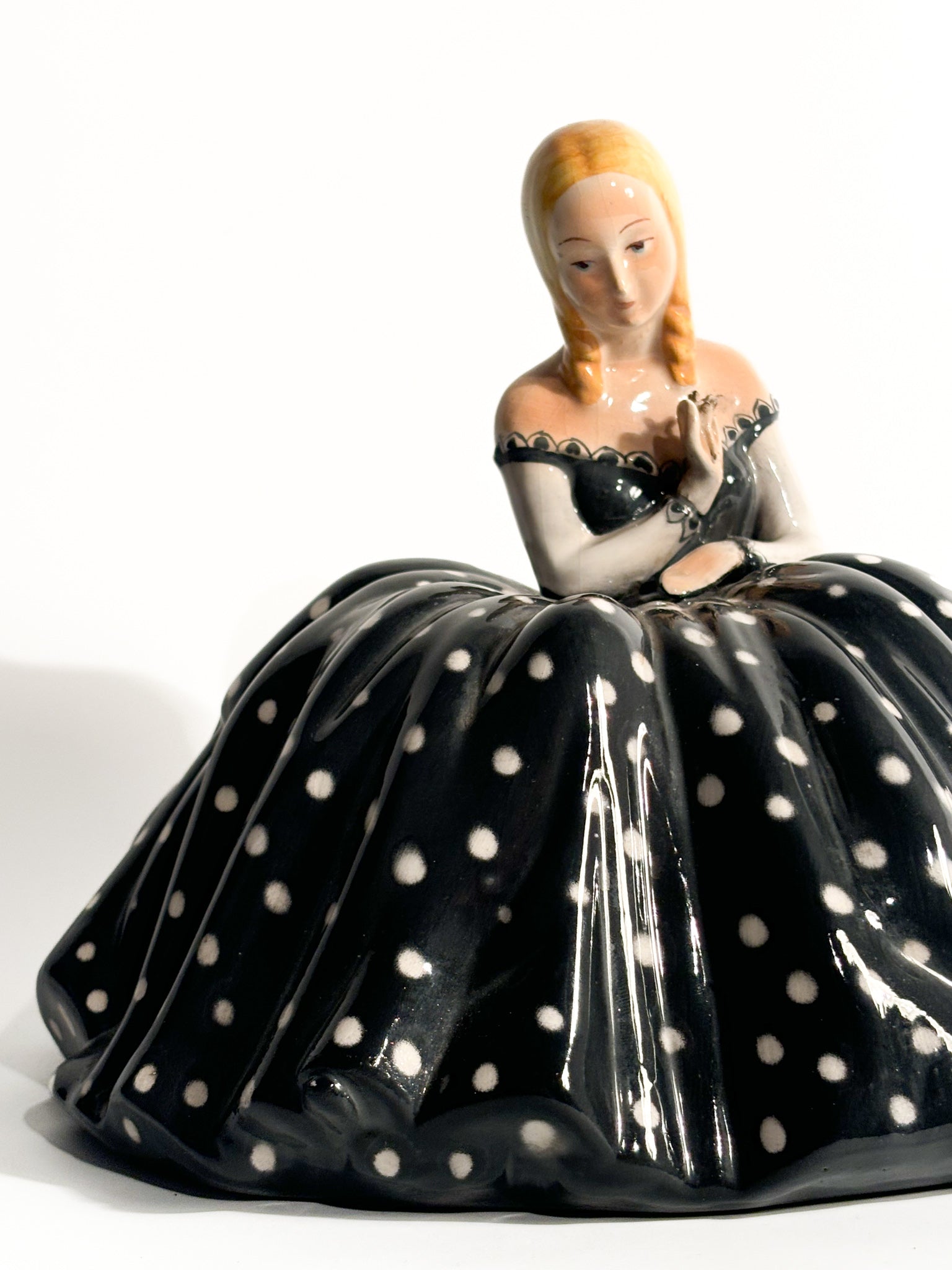 Figurine of Lady in Majolica Ceramic by Tarcisio Tosin, 1950s