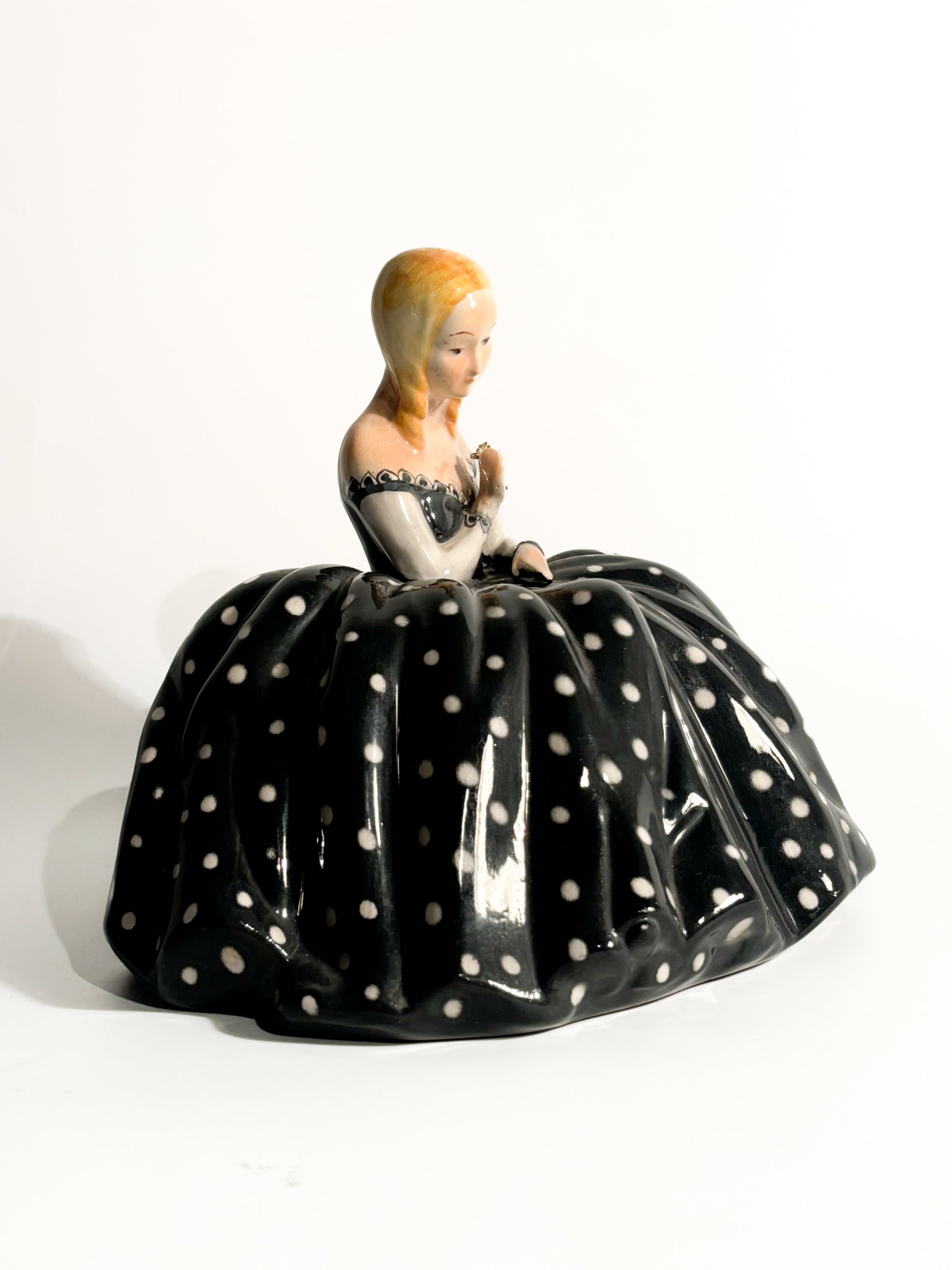 Figurine of Lady in Majolica Ceramic by Tarcisio Tosin, 1950s