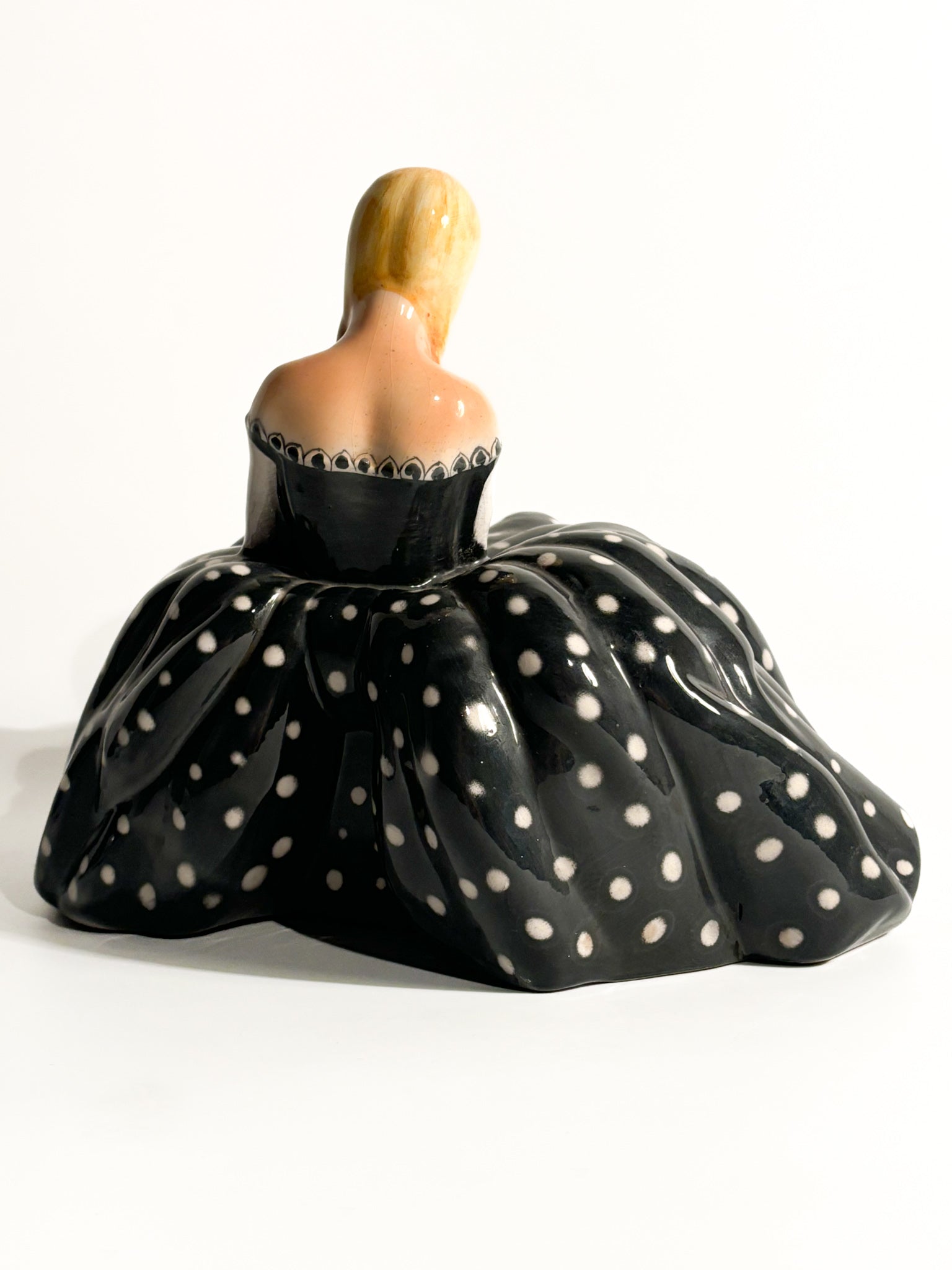 Figurine of Lady in Majolica Ceramic by Tarcisio Tosin, 1950s