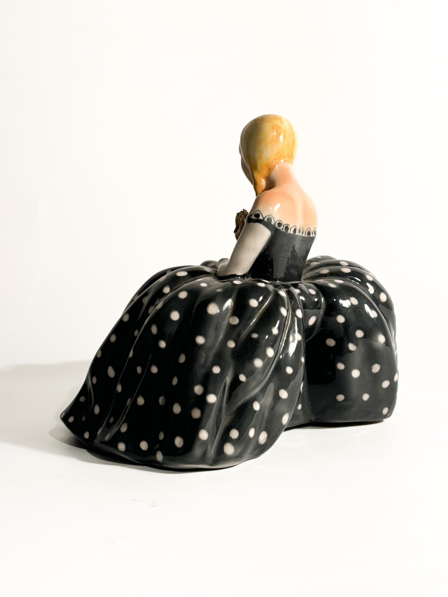 Figurine of Lady in Majolica Ceramic by Tarcisio Tosin, 1950s