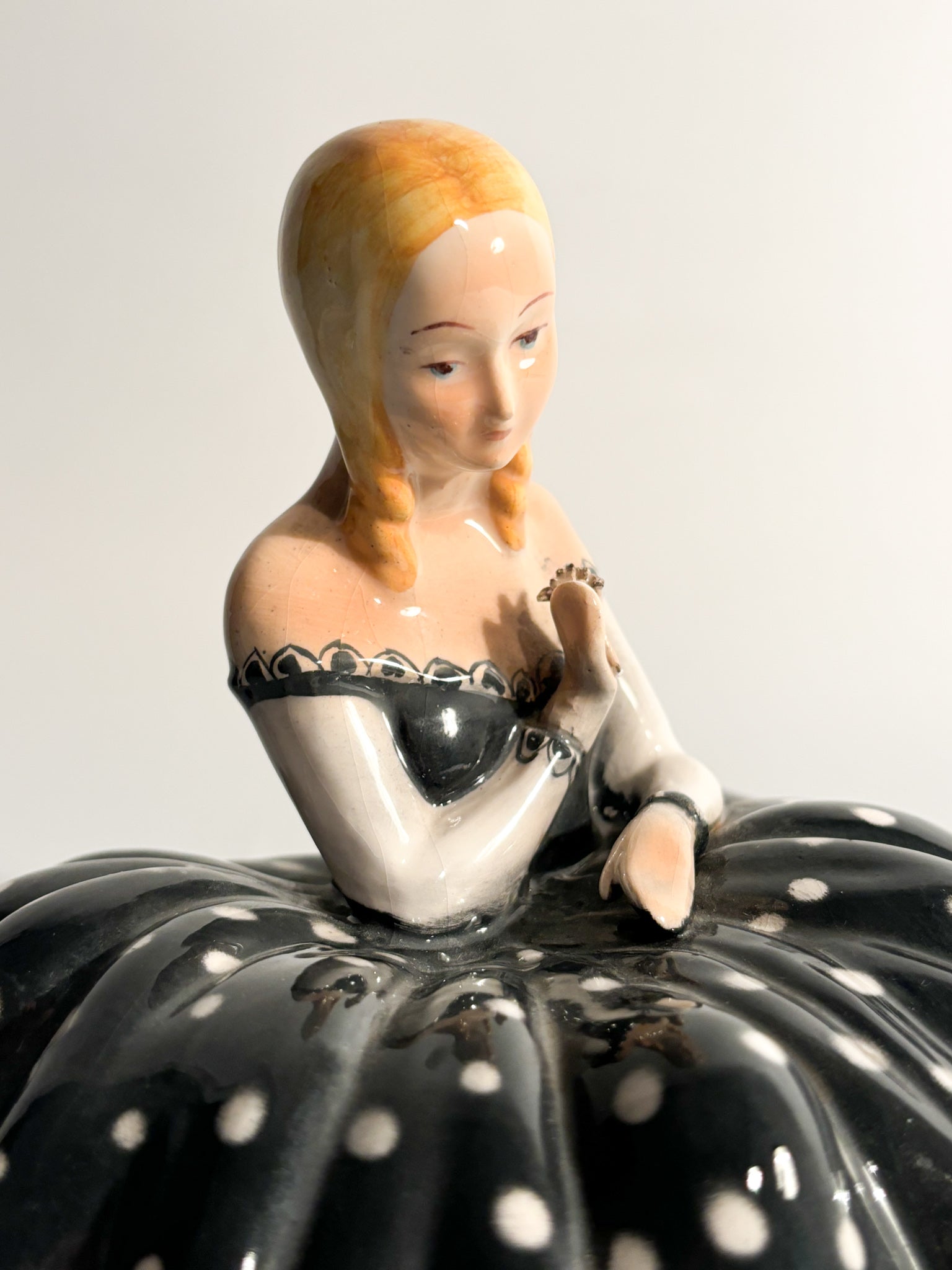 Figurine of Lady in Majolica Ceramic by Tarcisio Tosin, 1950s
