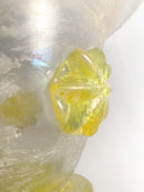 Vase in Yellow Iridescent Murano Scavo Glass from the 1940s