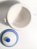Zuppiera Centrotavola in Ceramica Bianca e Blu di Galvani Pordenone Anni 50