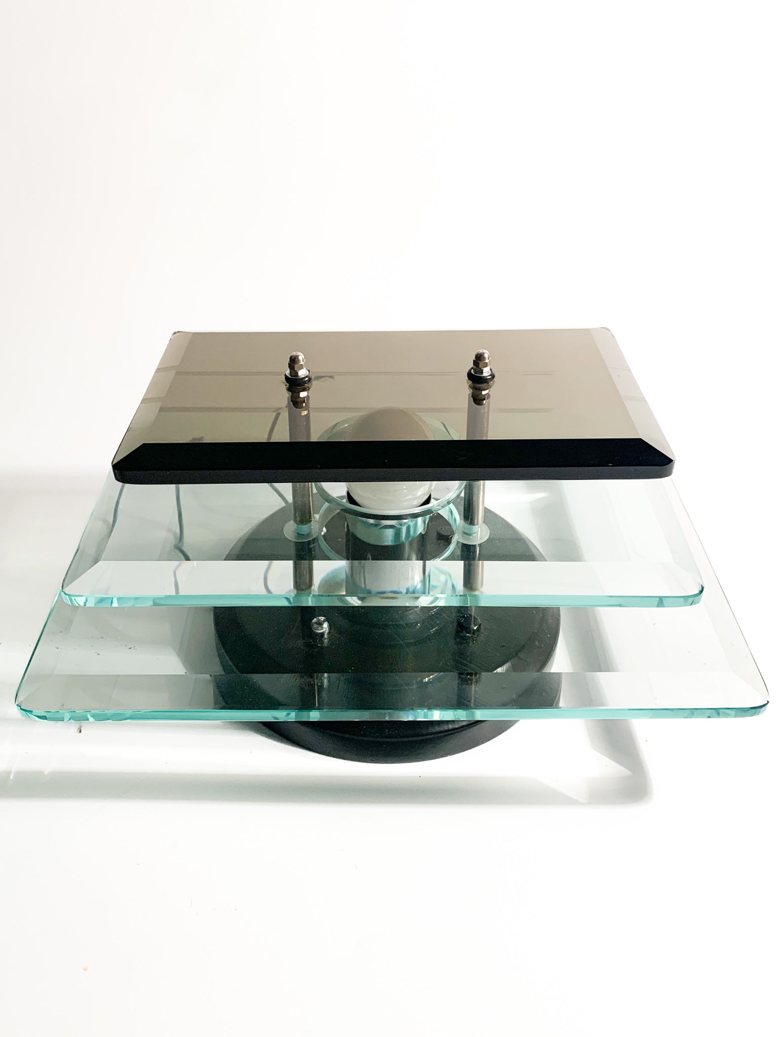 Coppia di Applique in Cristallo Azzurro e Grigio Veca Anni 70