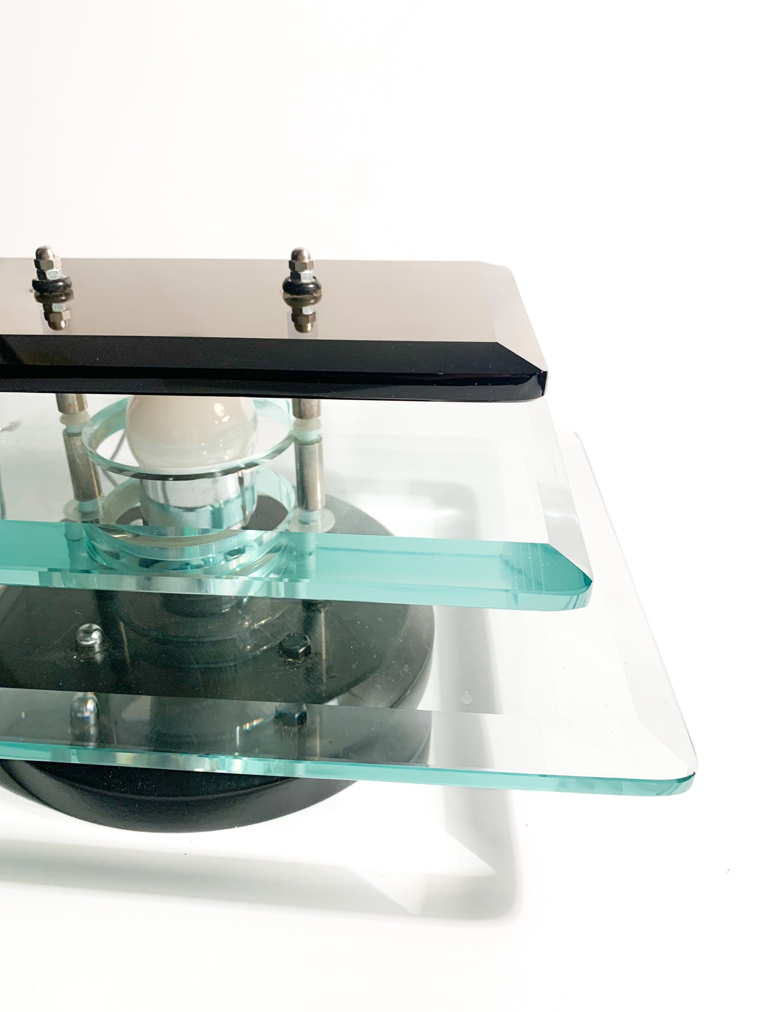 Coppia di Applique in Cristallo Azzurro e Grigio Veca Anni 70