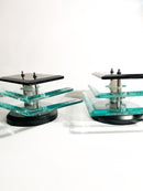 Pair of Veca Light Blue and Gray Crystal Wall Lights from 1970s