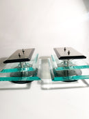 Pair of Veca Light Blue and Gray Crystal Wall Lights from 1970s