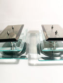 Pair of Veca Light Blue and Gray Crystal Wall Lights from 1970s
