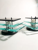 Pair of Veca Light Blue and Gray Crystal Wall Lights from 1970s