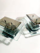 Pair of Veca Light Blue and Gray Crystal Wall Lights from 1970s