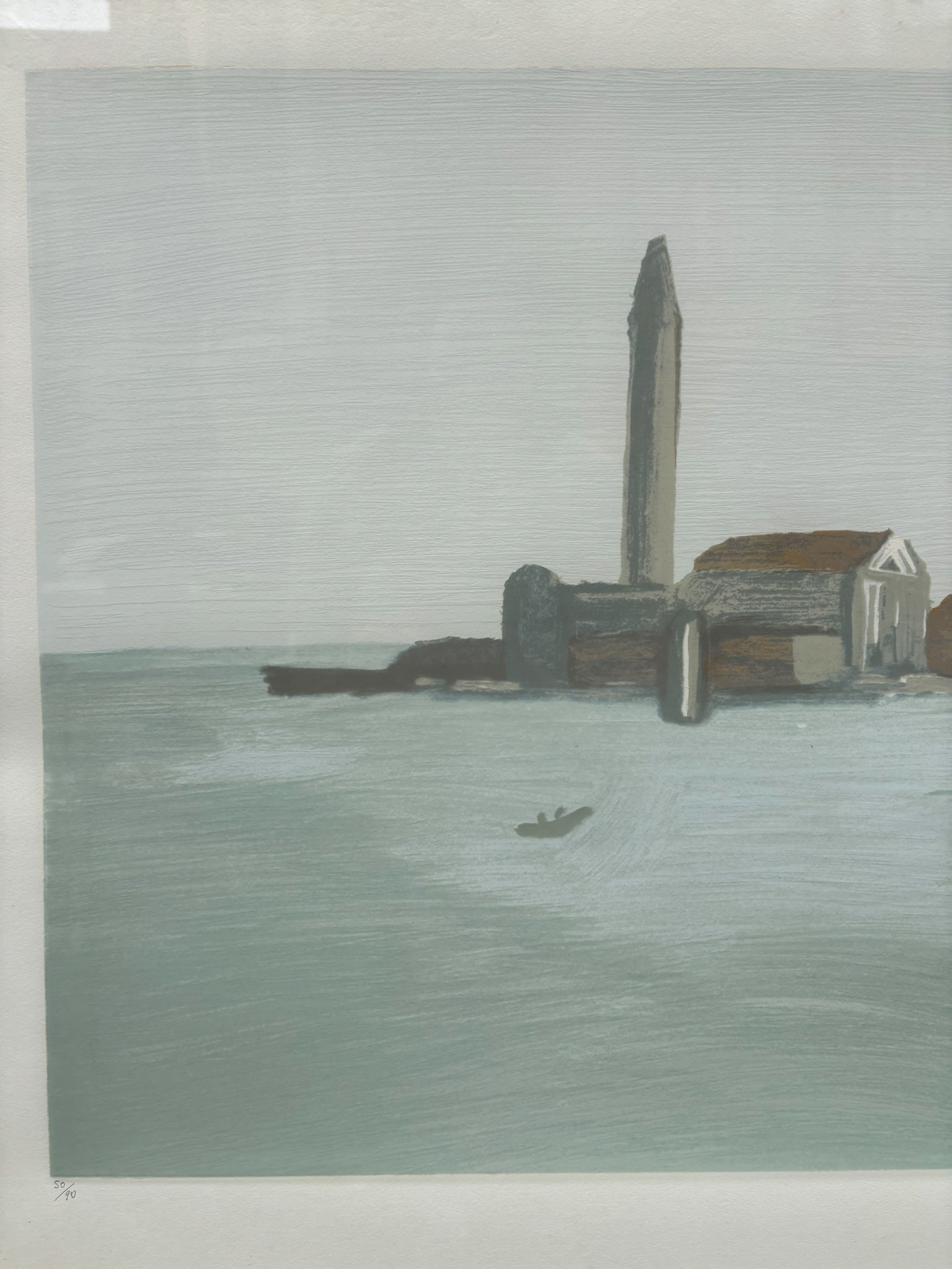 Lithograph of Venetian Landscape by Virgilio Guidi, 1970s