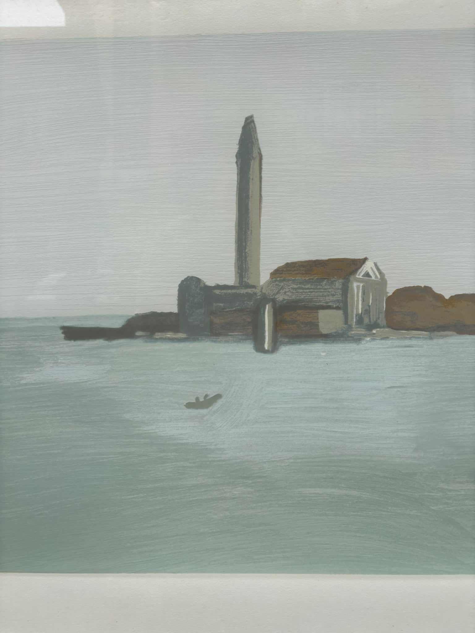 Lithograph of Venetian Landscape by Virgilio Guidi, 1970s