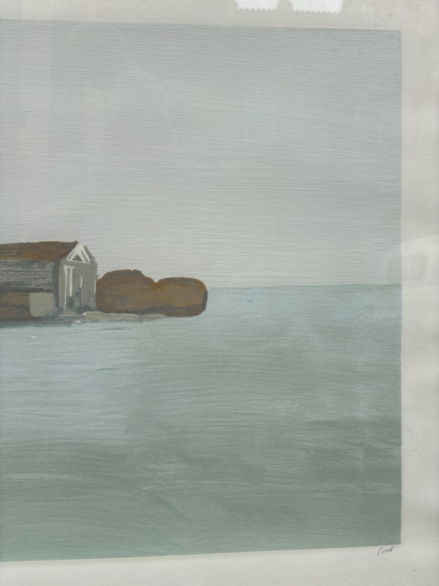 Lithograph of Venetian Landscape by Virgilio Guidi, 1970s