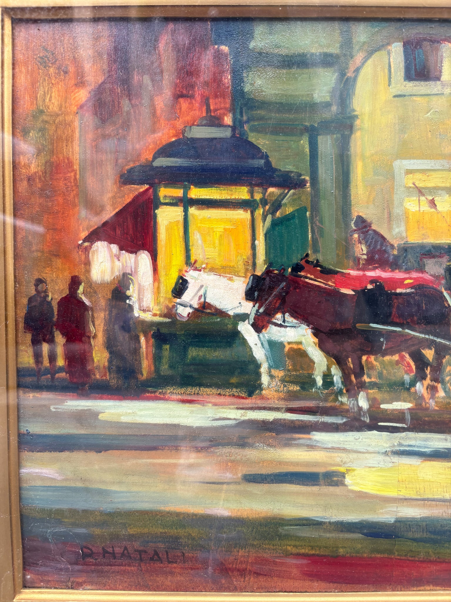 Oil Painting on Canvas of an Urban Landscape by Renato Natali from the 1960s