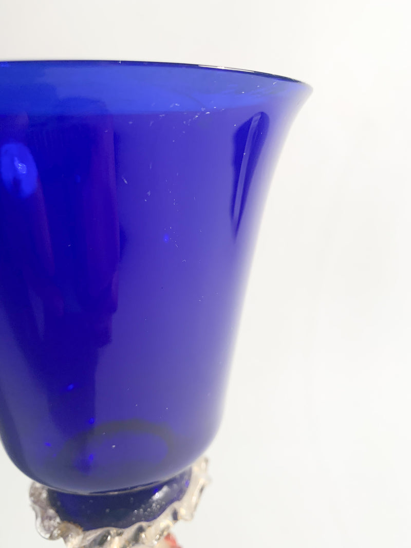 Bicchiere da Collezione in Vetro di Murano Blu e Oro Anni 50
