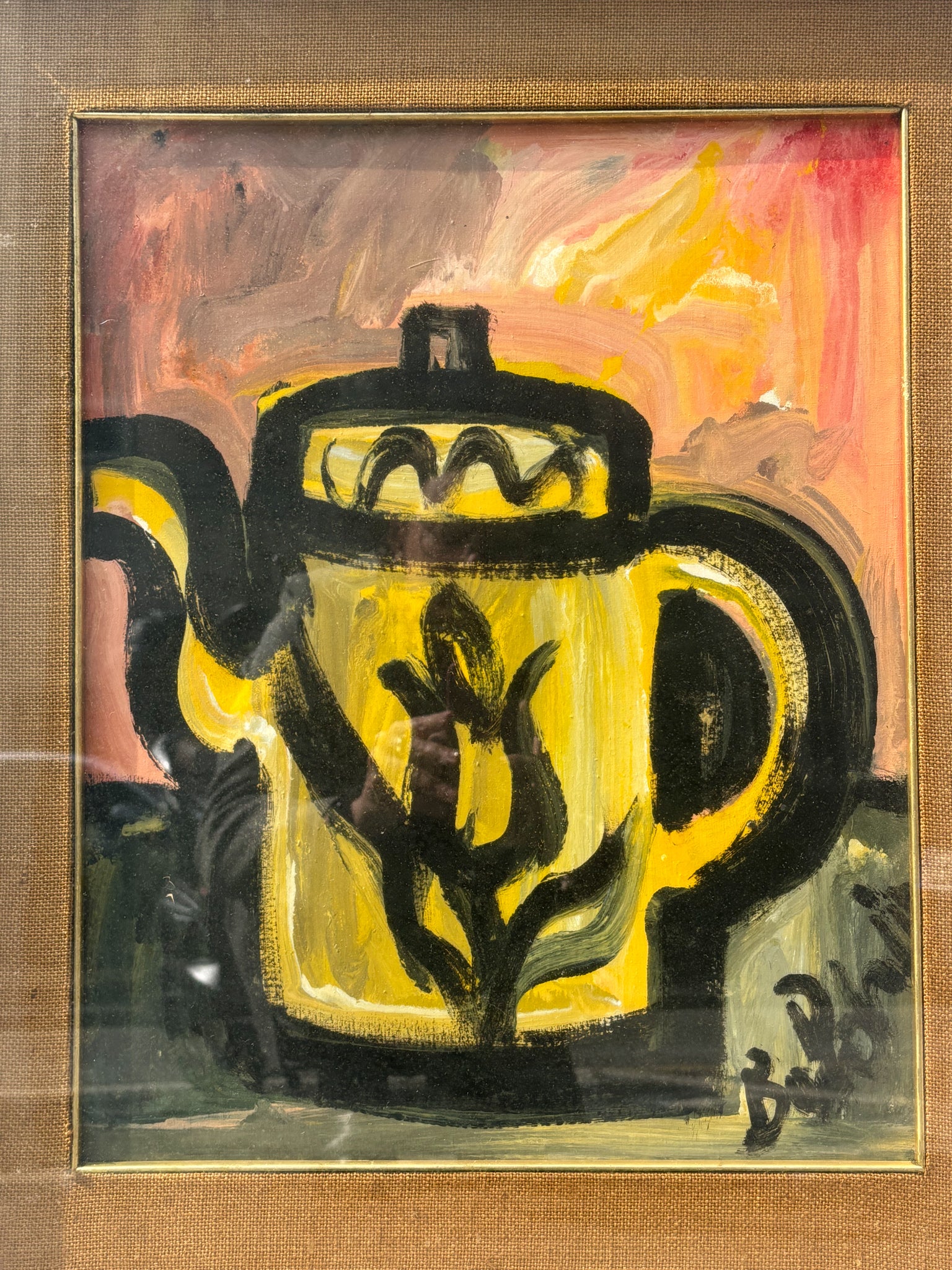 Oil Painting on Canvas of Still Life with Coffee Pot by Gustavo Boldrini 70s